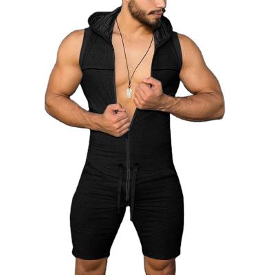 China Wholesale Breathable Sexy Bodysuit Front Zip Sleeveless Fitness Romper for sale