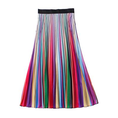 China Fashion Color Block Breathable Pleated Dress Elastic Waistband Ladies Wear Skirts Custom Dresses Wholesale Clothing Factory for sale