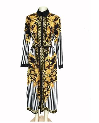 China 2022 New Hot Selling Placement Printing Casual African Print Anti-static Women Long Sleeve Shirt Dress for sale