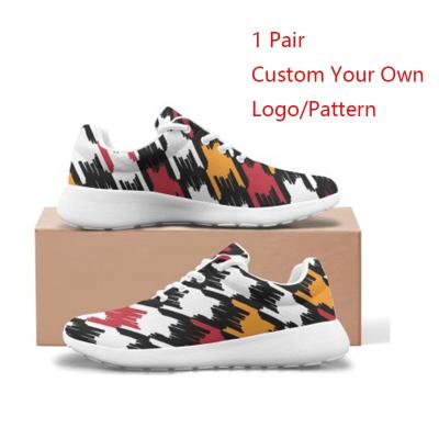 China EVA No MOQ DIY Your Own Custom Logo Pattern Printed Unisex Professional Ultralight Running Shoes For Men And Women for sale