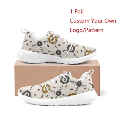 China EVA No MOQ DIY Your Own Custom Logo Pattern Printed Unisex Professional Ultralight Running Shoes For Men And Women for sale