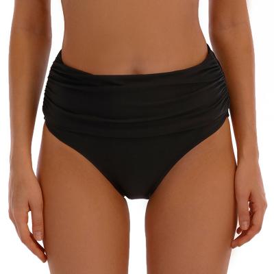 China 2022 new arrival women's bikini ladies waist sexy elastic pleated swim trunks breathable short high tops beach shorts for sale