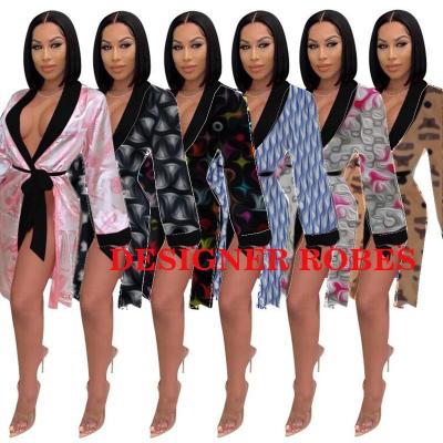 China 2022 Famous Fashion Famous Brand Fashion QUICK DRY Long Robe Women's Sexy Designer Silver Sleepwear Bath Robes for sale