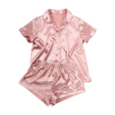 China QUICK DRY Women's Satin Silk Pajamas Set Two Piece Pj Sets Button Up Sleepwear Loungewear Pj Sets for sale