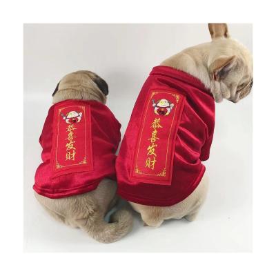 China Viable Clothes Teddy Tang Suit Festive New Year Dog Costume From Good Quality Factory Directly for sale