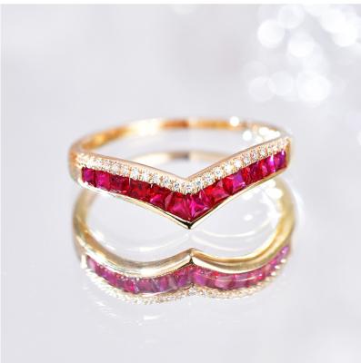 China CLASSIC Customizable Gold 925 Sterling Silver Rings Diamond Jewelry Ruby Rings Gemstone Invisible Setting Ring Princess Cut 18K Wedding for sale