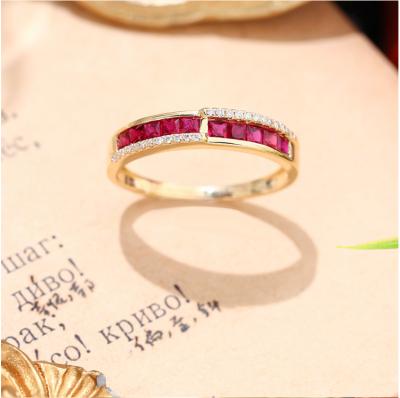 China Customizable Rings CLASSIC Invisible Setting Diamond 10K 18K Real Gold 925 Sterling Silver Ring Ruby Gemstone Jewelry Wholesale for sale