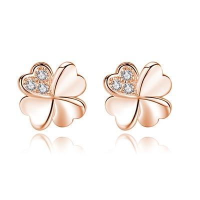 China SS-999028 FASHIONABLE high quality vintage 925 sterling silver women earrings 14k gold plated daily wear stud four leaf clover earrings for sale