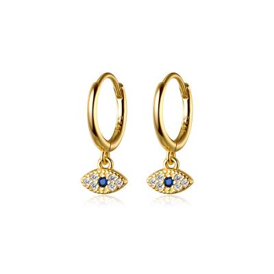 China TRENDY simple personalized women's fashion blue eyes earrings gold plated with dangling earrings 2022 for sale