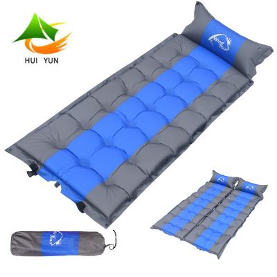 China Polyester Pongee Comfortable Thick Camping Inflatable Sleep Pad With Pillow Foam Thickness Up To 5cm for sale