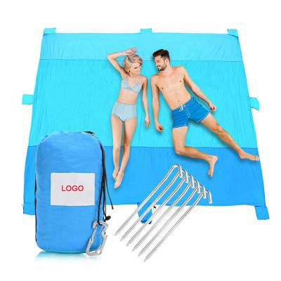 China Outdoor Portable Nylon Sand Proof Parachute Blanket Sandfroof Beach Picnic Blanket Waterproof Covering Mat for sale