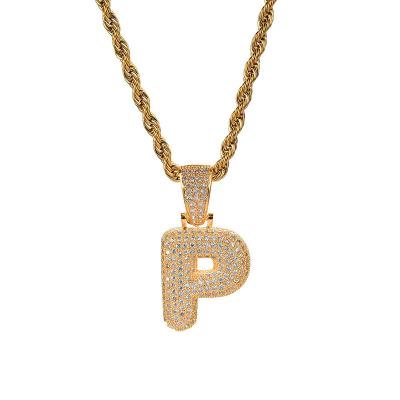 China Europe and America Hip Hop Factory Customized Name Personalized Brass Letter Pendant Custom Necklace For Rappers for sale