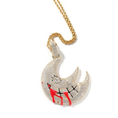 China Europe and America Factory Custom Stainless Steel Hip Hop Crescent Moon Pendant Necklace for sale