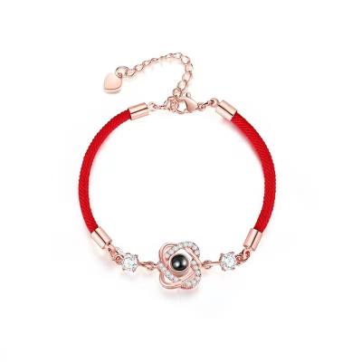 China Durable Drop Shipping Double Heart Bracelet Jewelry Photo Projection Macrame Bracelet Women Bead Bracelet for sale