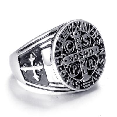 China Vintage Drop Shipping Personalized Vintage Gold Rings 925 Sterling Silver Bible Stainless Steel Cross Rings for sale