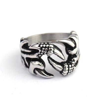 China Hiphop Customized Customized Open Claw Ring Men Rings Stainless Steel Sterling Silver Ring for sale