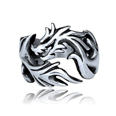 China Vintage Open Ring Dragon Adjustable Gothic Rings Jewelry Men's Women's Silver Vintage for sale