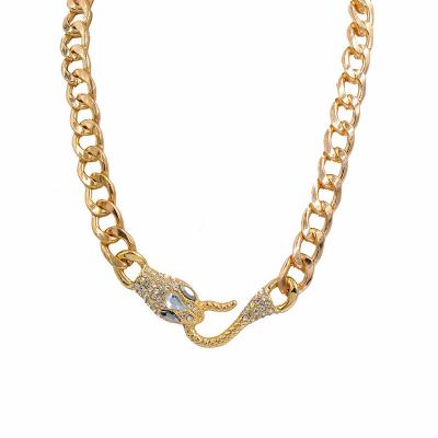 China Jewelry Maker Hip Durable Pop Style Zircon Snake Chain Short Necklaces for sale