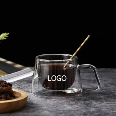 China Double Layer Glass Cup Espresso Glass Cup Viable Heat Resistant Transparent Glass Clear Wall Double Cup for sale