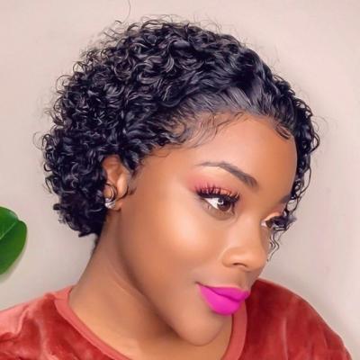 China Water Wave Short Pixie Cut Wigs For Black Women, Pixie Curve Wigs Hair, Short Pixie Cut Lace Front Wig for sale