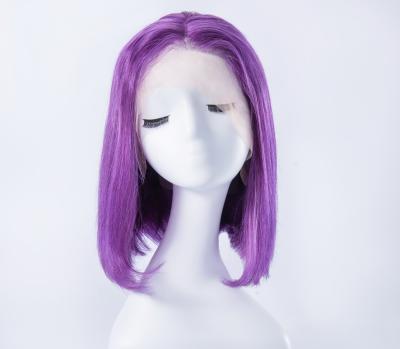 China 100% Virgin Hair Short Bob Wigs Purple Straight 13*4 Lace Front Human Hair Wigs For Color Women for sale