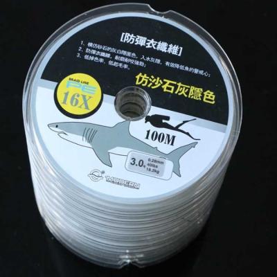 China 100M Gray 16 High Strength High Quality Strands PE Braided Fishing Line for sale