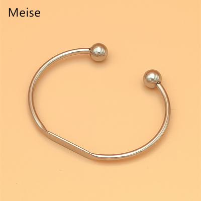 China Other Yiwu Meise MS0024 fashion personality open round bead flattened bracelet for kids stainless steel cuff bracelet for sale