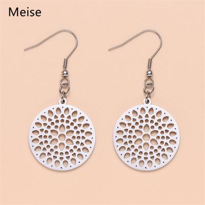 China Other Hot Selling Yiwu Meise Jewelry MS0154 Hollow Disc Earrings Women Fashion Simple Stud Earrings Stainless Steel Stud Earrings for sale