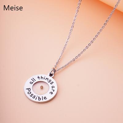 China Other Yiwu Meise Mustard Seed Necklace Stainless Steel Fashionable Round Inscription Necklace MS0145 for sale