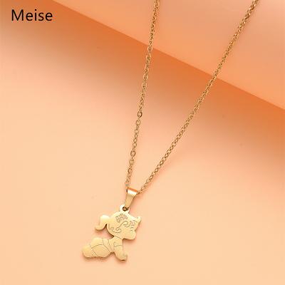 China Other Yiwu Meise MS0122 simple and cute stainless steel small angel pendant girl cartoon necklace for sale