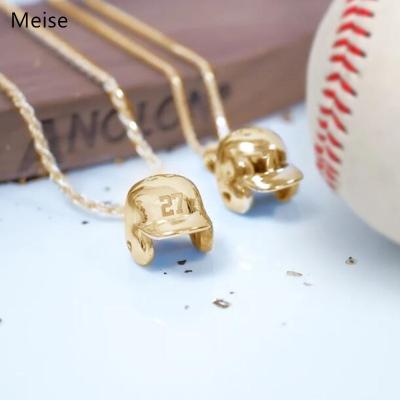 China Other Yiwu Meise LMY423 Personalized Customizable Baseball Pendant Stainless Steel Baseball Helmet Necklace for sale