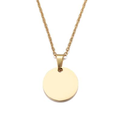 China Other Yiwu Meise YHM0913 Stainless Steel Necklace Round Circle Pendant For Women Elegant Clavicle Jewelry for sale