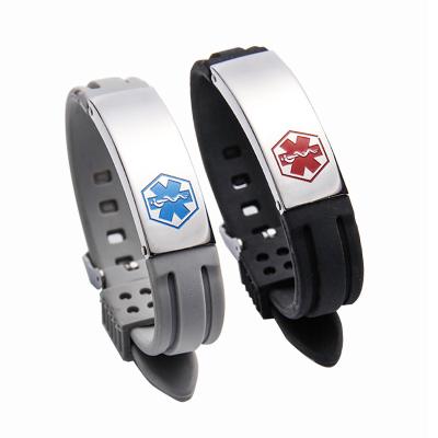 China Yiwu Meise YHM0902 medical men's bracelet casual/sports medical men's bracelet silicone stainless steel fashion bracelet European and American for sale