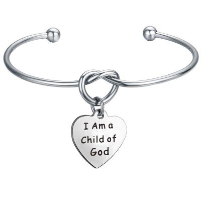 China The Other Yiwu Meise Baptism Gift YHM0818 I Am A Child Of God Jewelry Stainless Steel Religious Bracelet for sale