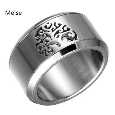 China Yiwu Meise AN0143 Other Men's Spinner Wedding Ring Double Hollow Layed Life Ring Stainless Steel Shaft for sale