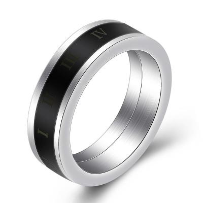 China Other Yiwu meise ZZ448 custom made custom women men men print Roman numerals jewelry stainless steel ceramic rings rotating ring for sale