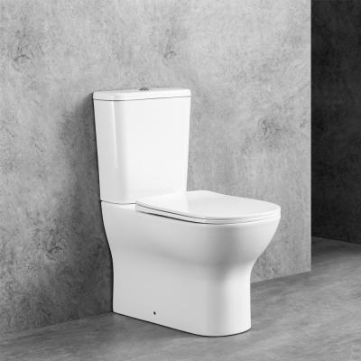 China Double-flush Floor Mounted Wash Down S P Ceramic Trap Bathroom Rimless Two Piece Toilet for sale