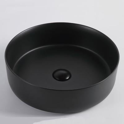 China 2019 New Design Bathroom Ware Vessel Sink Modern Gray Round Color Basin Sanitary Ceramic Concrete Matte Black Small Size Basin for sale