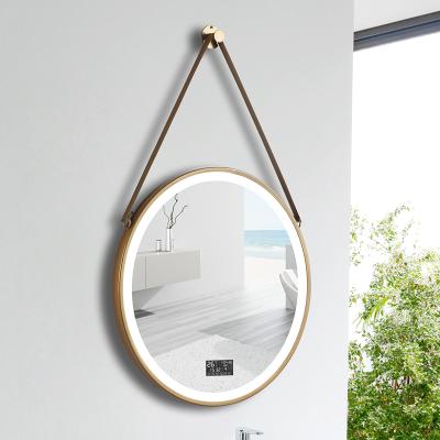 China Modern Wall Mounted Display Touch Screen Bright Multicolor Weatherproof Fogproof Round Led Bathroom Mirror for sale