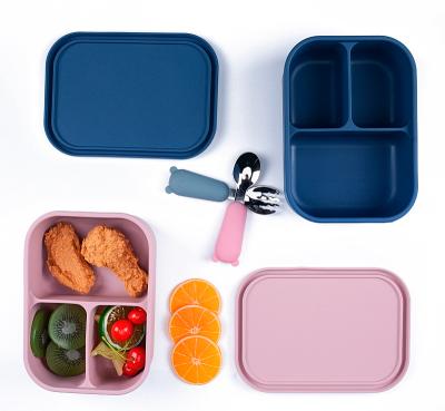 China 2023 New CLASSIC Silicone Folding Lunch Box Keeping Cool Bento Silicone Lunch Box Collapsible Dishes Lunch Box for sale