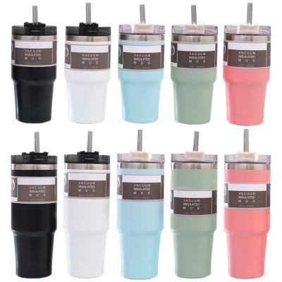 China New Custom PORTABLE Customized 304 Stainless Steel Tumbler Coffee Mugs Thermal Vacuum Insulated Coffee Cups With Straw Lid for sale