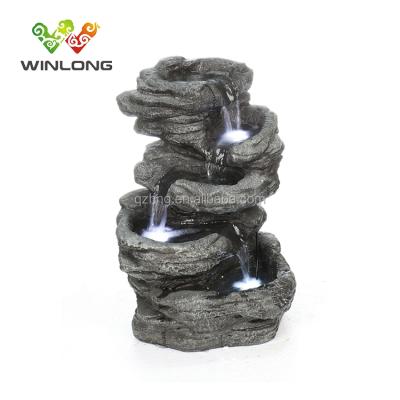 China Minimalist 54CMH Rock Look Garden Water Fountain Multi Tiers Water Drop With Low Voltage Pump Or Solar Pump for sale