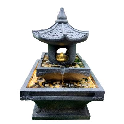 China Japanese Style Asian Decor Fountain Lantern Outdoor Garden Pagoda Water Feature for sale