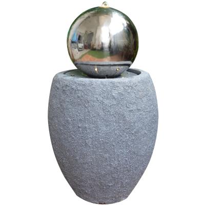 China 68cmH Modern Outdoor Modern Rolling Ball Stainless Steel Fountain With 10LED Light for sale