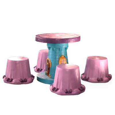 China Girl Pink Princess Decoration Chair Patio Modern Stone Table and Bench for sale