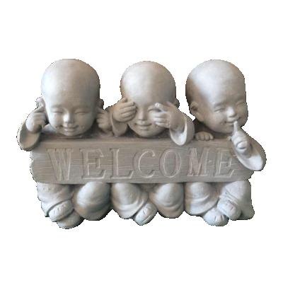 China Eco-Friendly Sign Garden Decor GRC Cement Buddha Welcome Sign for sale