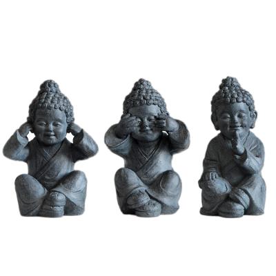 China China Chinese See No Speech No Hear No Evil Baby Buddha Tabletop Figurine for sale