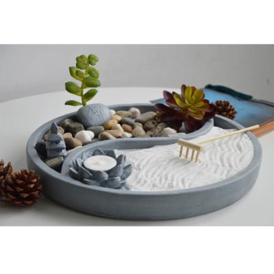 China Goods and novels mini design fengshui buddha zen garden sand rake with bonsai trees for desktop with copyright for sale