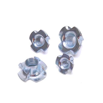 China Furniture Hardware Four Claws Nut Speaker Nut T-nut Blind Pronged Tee Nut with Chrome Plated Finish Stainless Steel for sale