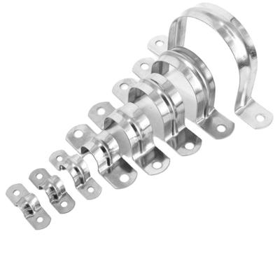 China Instock Stainless Steel U Type Clamp Pipe Clip With Two Hole Easy Installation Double Hole Saddle Clamp for sale